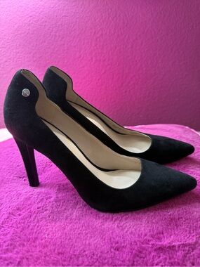 Calvin Klein Black Pointed Toe Suede High Heels